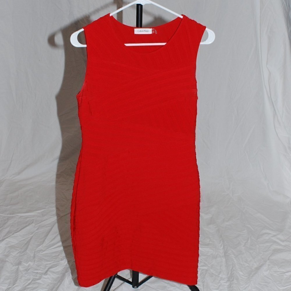 Calvin Klein Womens Size 6 Cocktail Red Dress Party Wedding Christmas Holiday